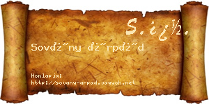 Sovány Árpád névjegykártya